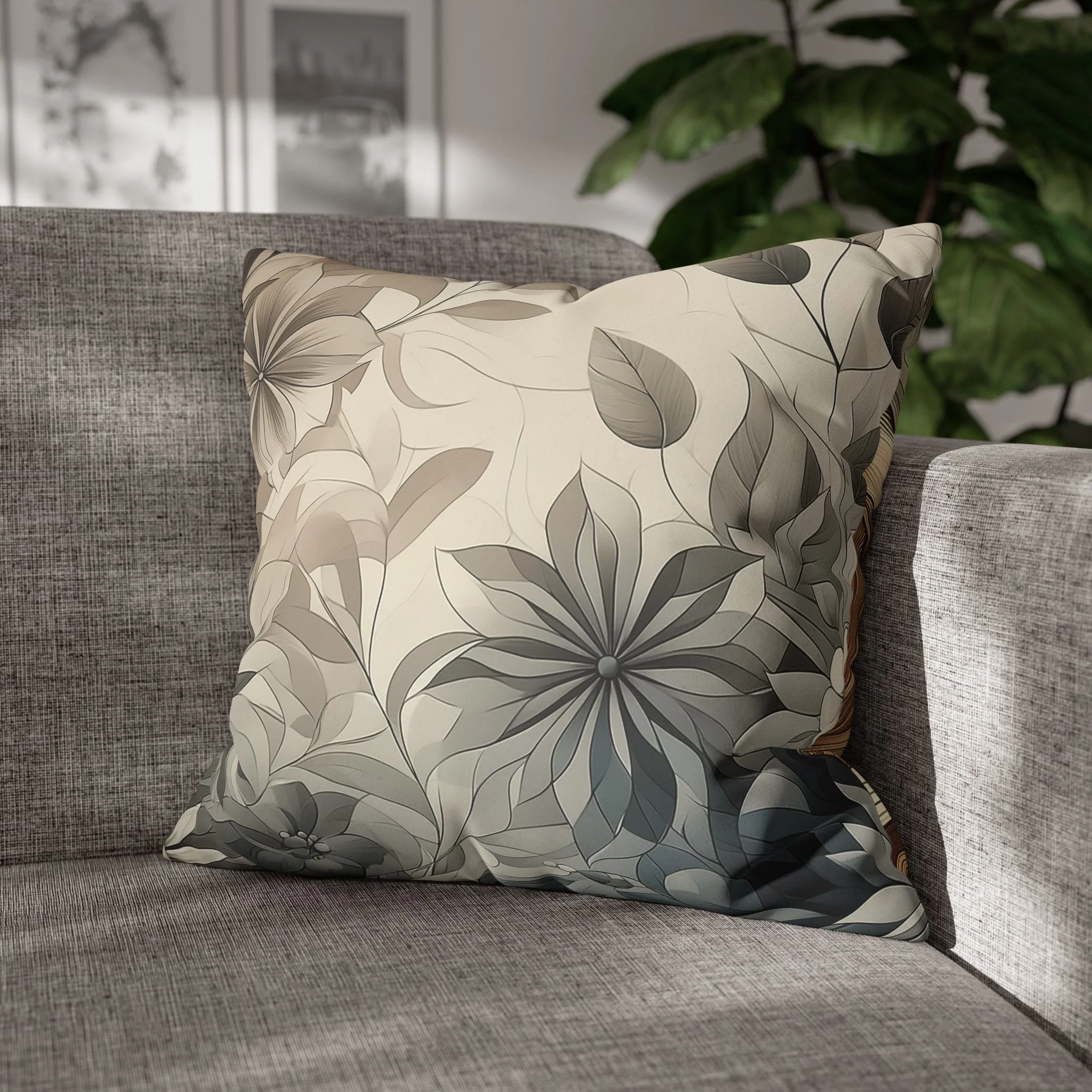 Floral Suede Double Sided Pillowcase - Image 3