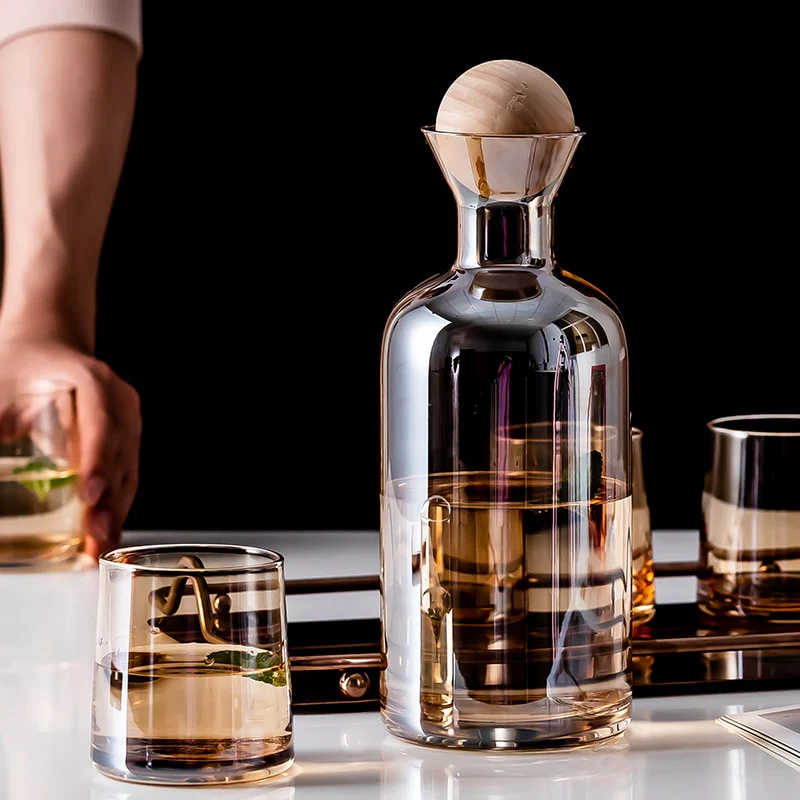 Glass Pitcher Set with Wooden Lid and Drinking Cups - Image 8