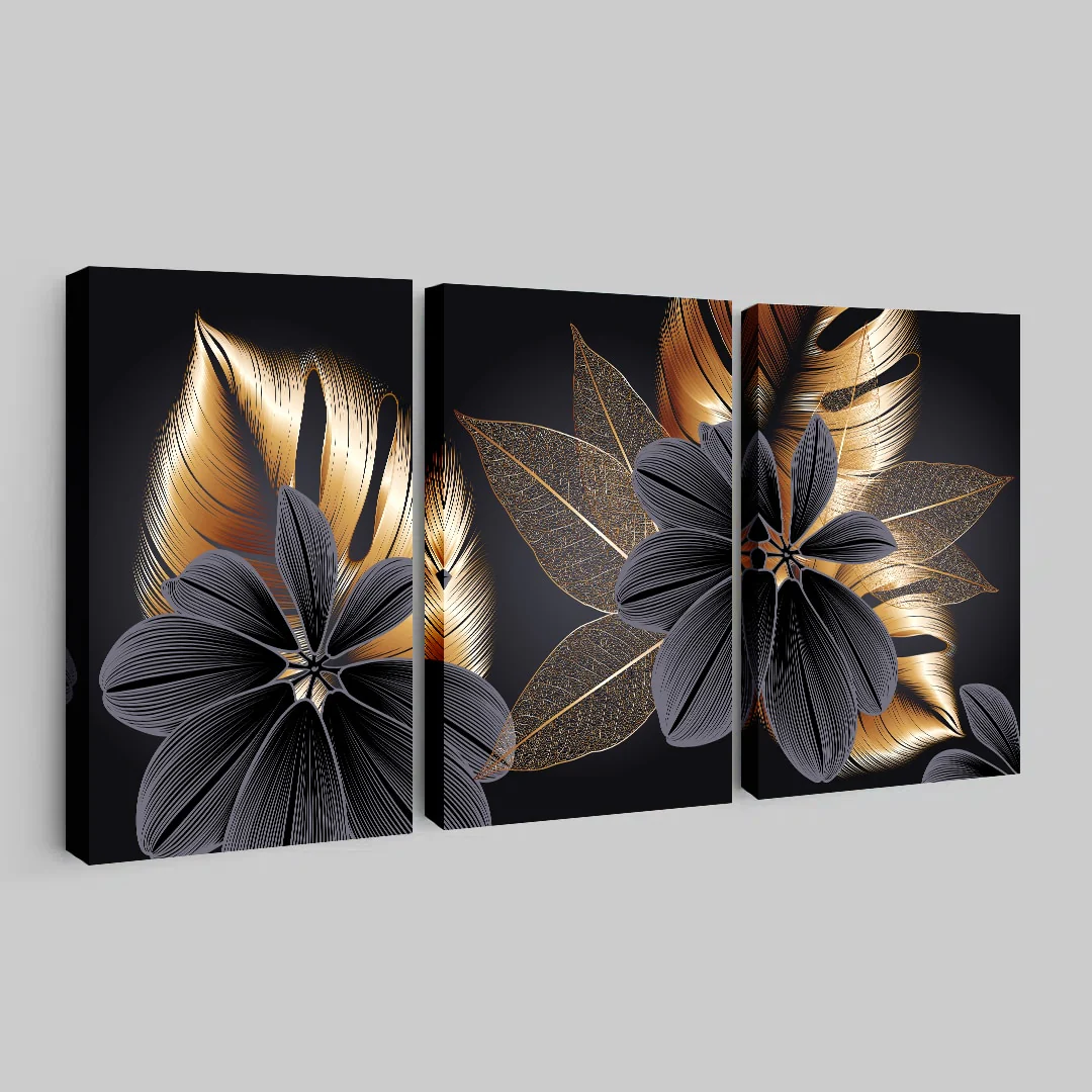 Golden Foliage Abstract Canvas - Image 10