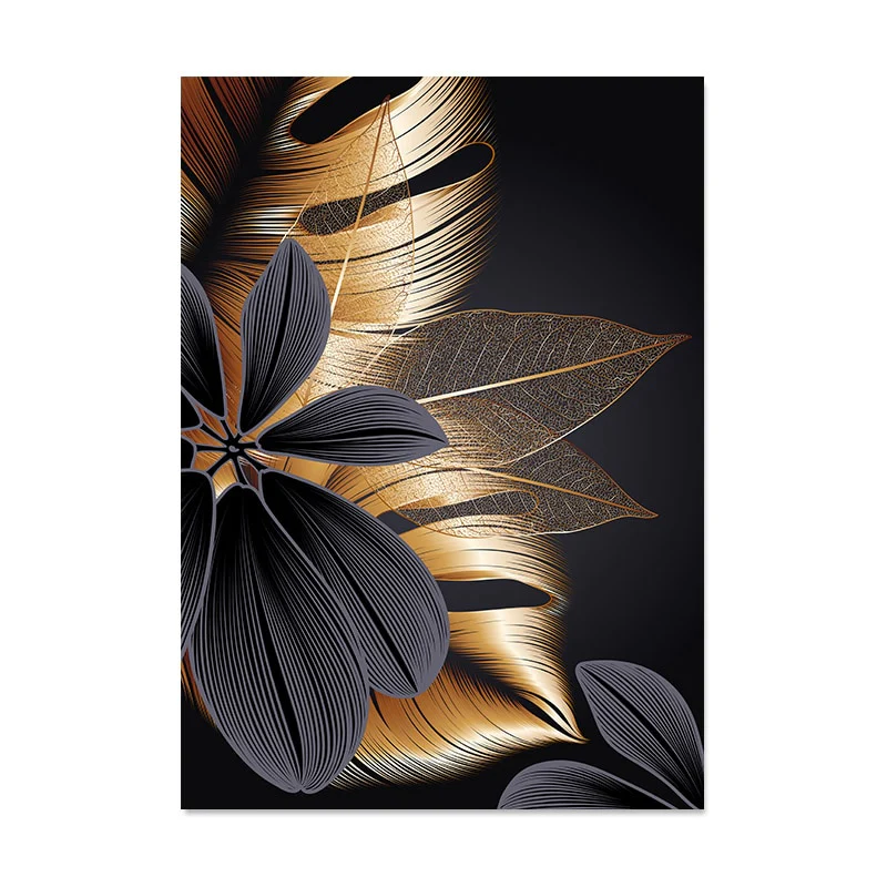 Golden Foliage Abstract Canvas - Image 3