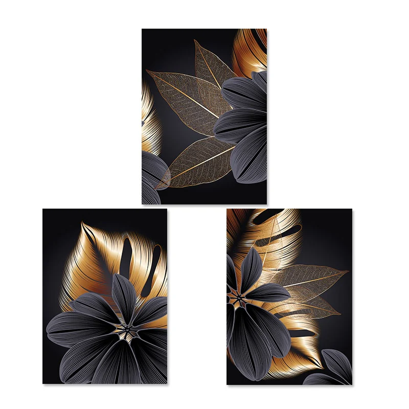 Golden Foliage Abstract Canvas - Image 4