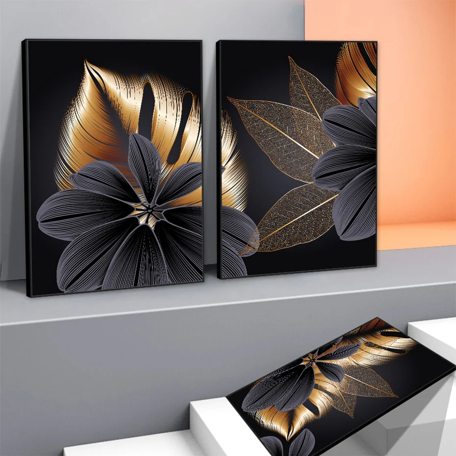 Golden Foliage Abstract Canvas - Image 6