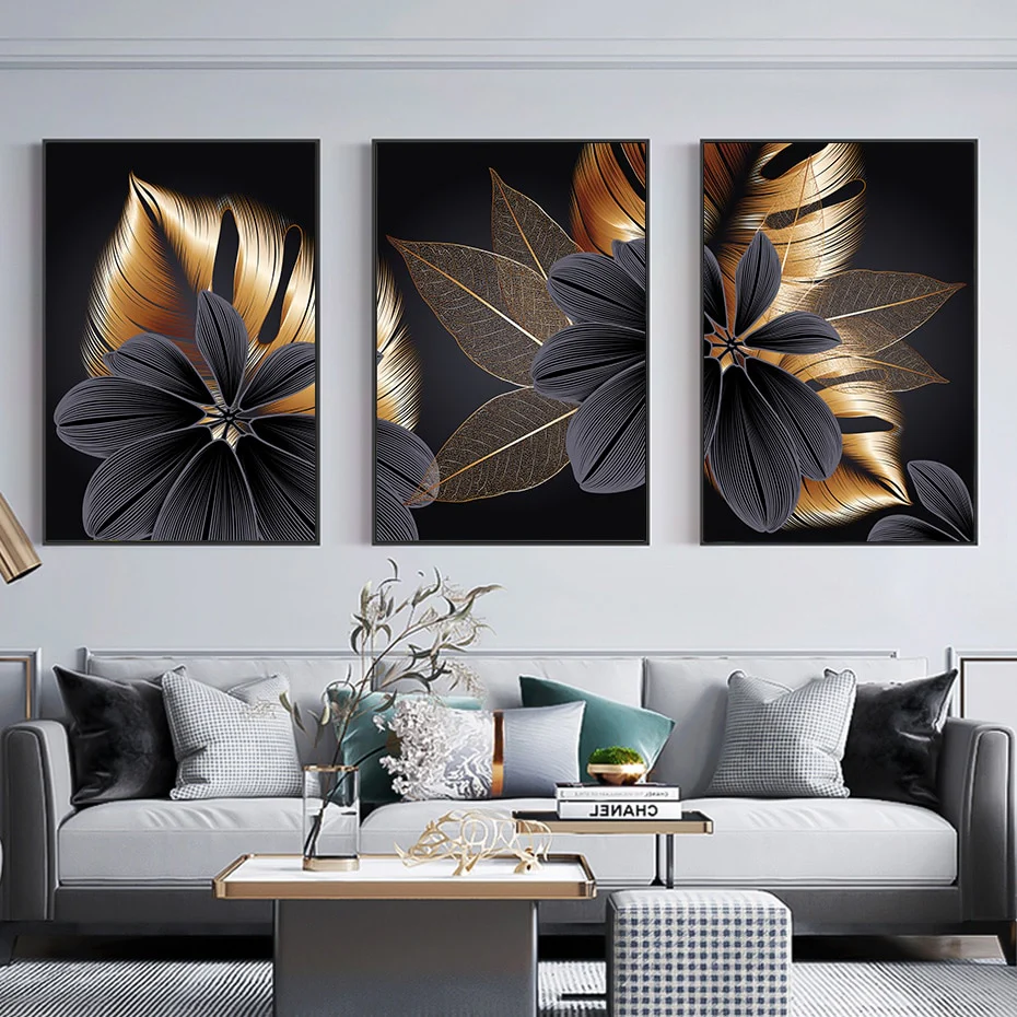 Golden Foliage Abstract Canvas - Image 7