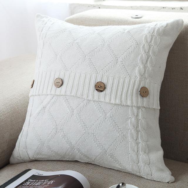 Knitted Button Throw Cushion - Image 4