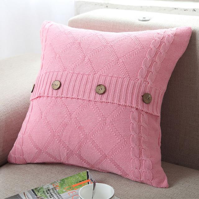 Knitted Button Throw Cushion - Image 5