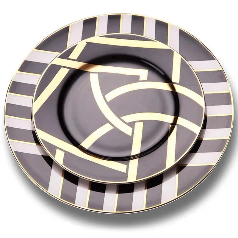 Luxe Ceramic Dinnerware Set with Gold Accents - Image 5