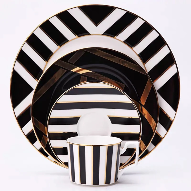 Luxe Ceramic Dinnerware Set with Gold Accents - Image 6