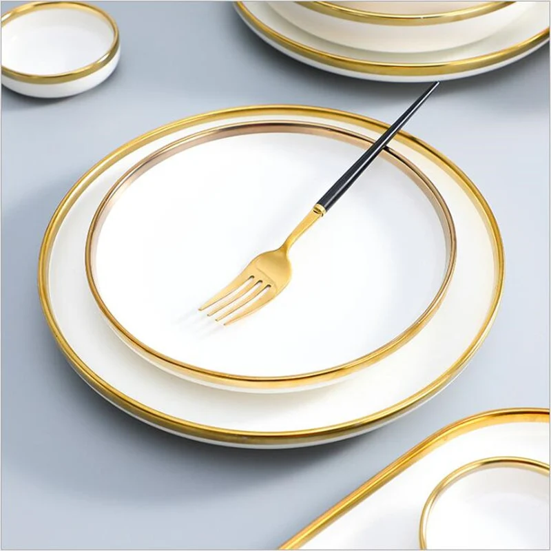 Luxe Ivory and Gold Porcelain Dinnerware Set - Image 10