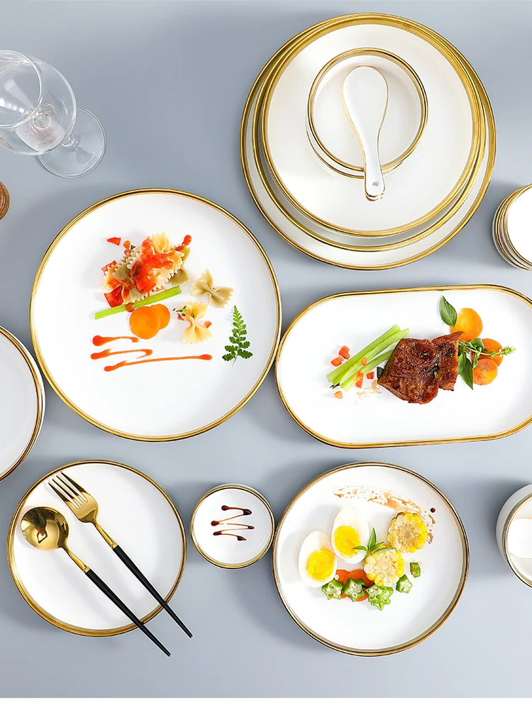 Luxe Ivory and Gold Porcelain Dinnerware Set - Image 12