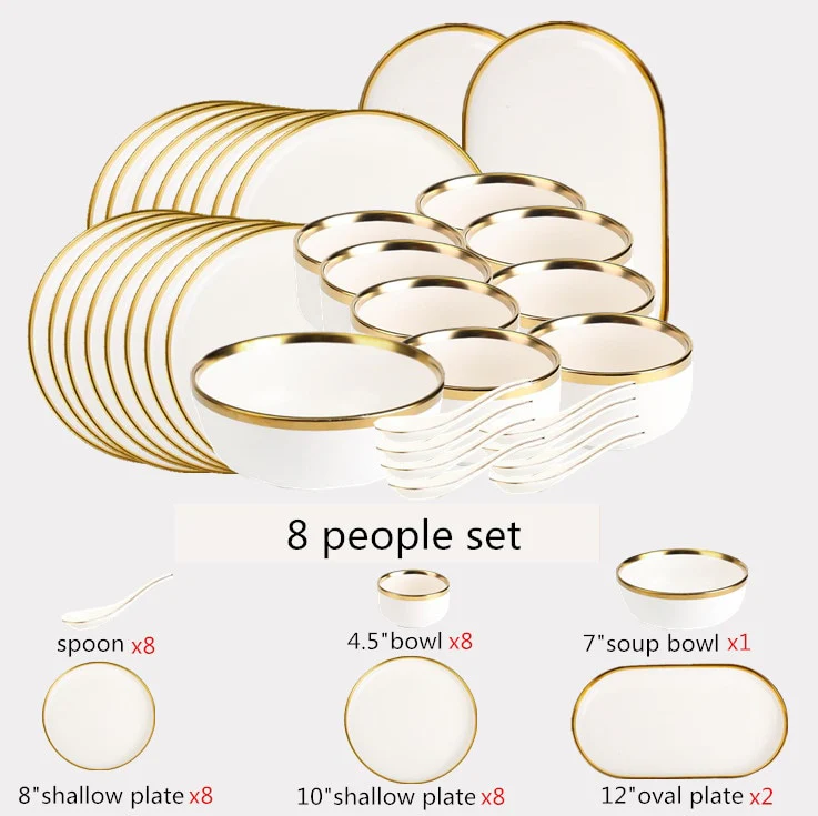 Luxe Ivory and Gold Porcelain Dinnerware Set - Image 4