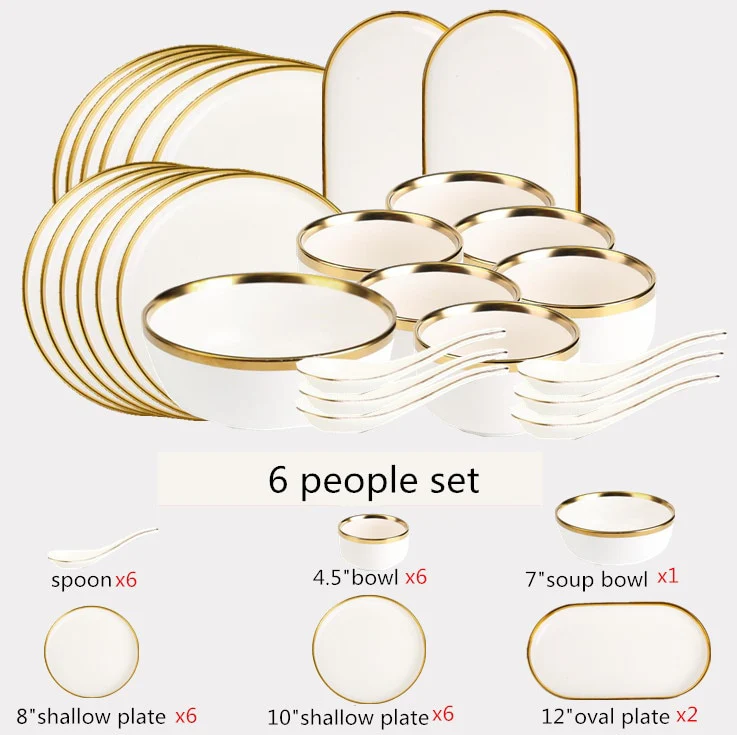Luxe Ivory and Gold Porcelain Dinnerware Set - Image 8
