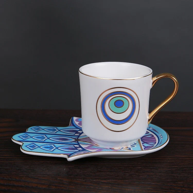 Mystical Hamsa Hand Turkish Coffee Cup Set - Image 4