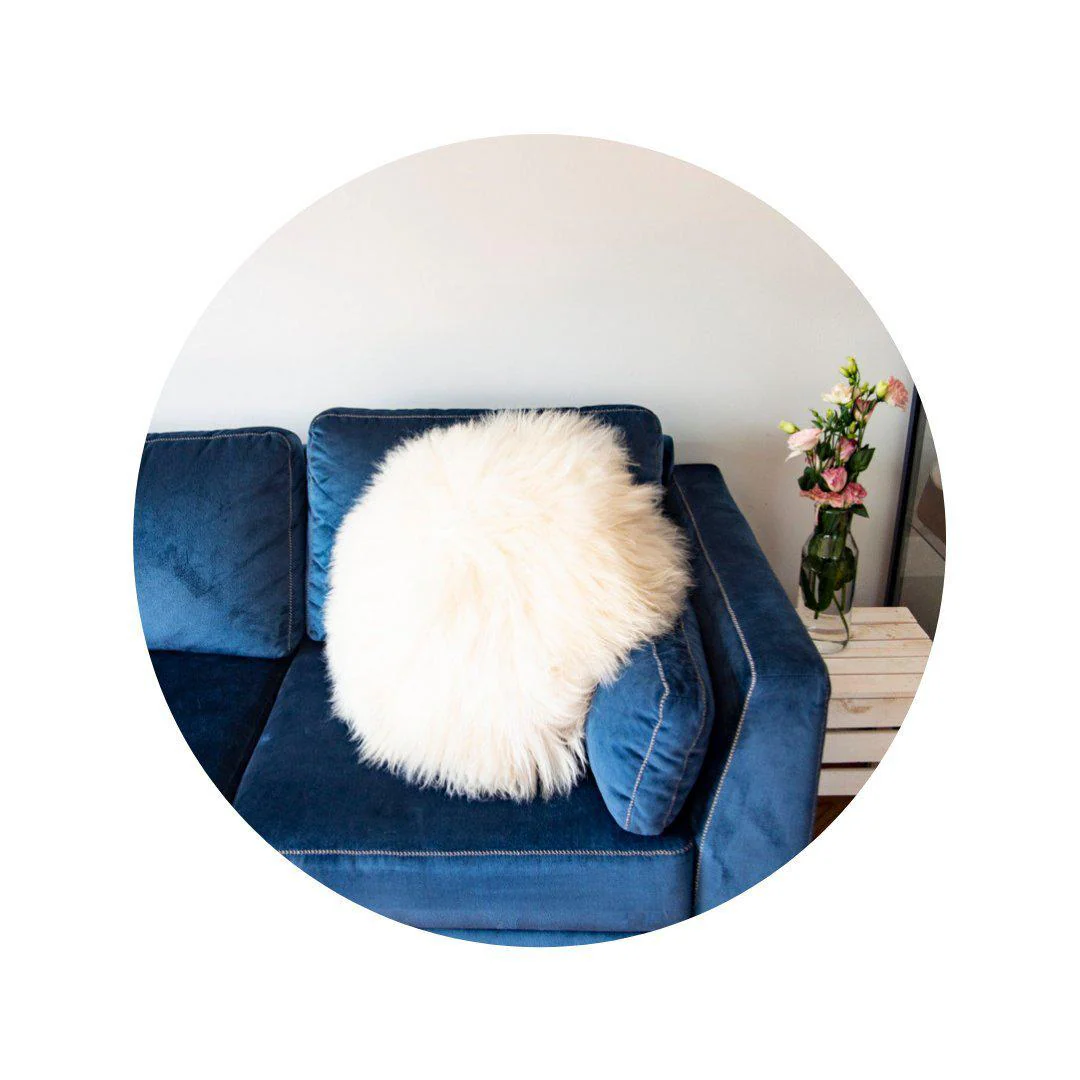 Round Sheepskin Cushion - Image 7