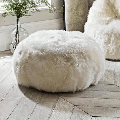 Luxe Sheepskin Round Pouf - Image 4