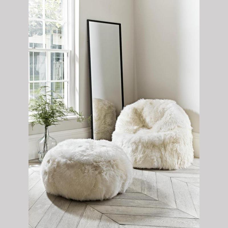 Luxe Sheepskin Round Pouf - Image 5