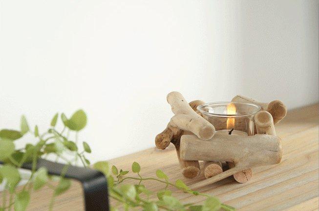 Distressed Wood Candle Holder Set - Image 4
