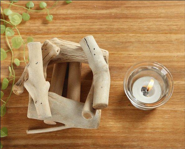 Distressed Wood Candle Holder Set - Image 5